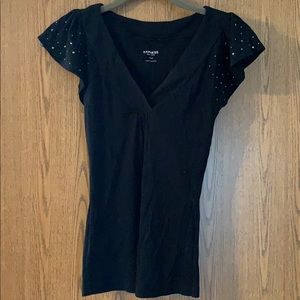 Black short sleeve shirt w rhinestones